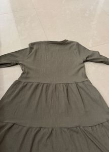 Olive Green Tiered Midi Dress