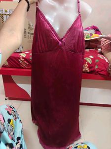 Satin Lace Trim Nightgown