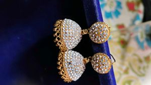 Exquisite Crystal Jhumka Earrings