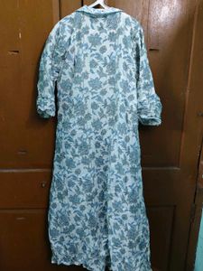 Blue Cotton Floral Print Kurta with Pant