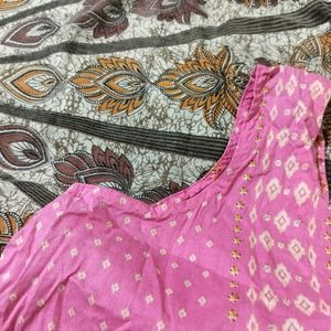 Pink Kurta with Floral Print