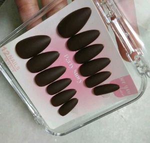 Matte Brown Almond Press-On Nails