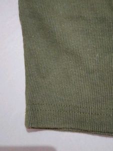 Trendy Olive Ribbed Square Neck Crop Top