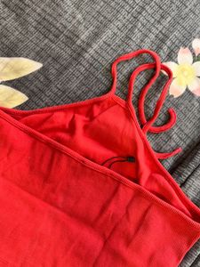 Red Halter Neck Crop Top