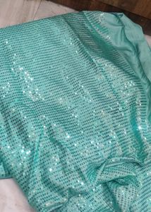 Very Beautiful Sea Green Shimmer Work Saree