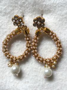 Elegant Pearl and Rhinestone Hoop Earrings