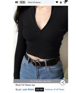 SSS Ribbed V-Neck Full Sleeve Top