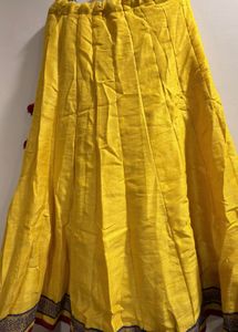 Pink and yellow silk lehenga set