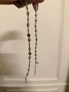 Set of 2 Unique Oxidized Silver Anklets