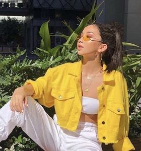 Vibrant Yellow Cropped Denim Jacket