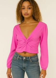 Pink Twist Front Crop Top