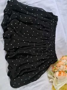 Chic Black Polka Dot Mini skorts