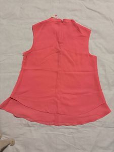 Coral Floral Embellished Sleeveless Top
