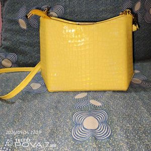 Bright Yellow Textured Shoulder Bag