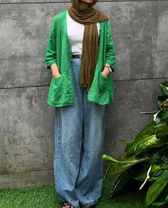 Green Open Front Cardigan