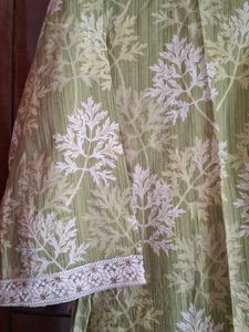 Stylish Green Leaf Print Kurta
