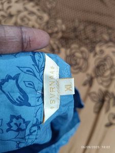 Xl Cotton Blue Floral Print Dress