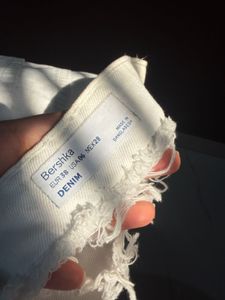 Bershka Ripped White Wide Leg Jeans