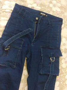 Deep Dark Blue Bootcut Cargo Jeans