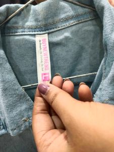Light Wash Denim Jacket with Sleeve Detail