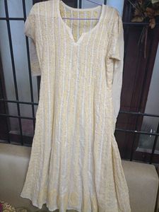 Frock Style Chikenkari Kurta (Price Negotiable)