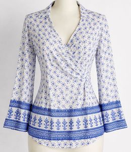 Chic Blue Floral Wrap short kurti