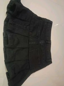 pleted denim black skirt