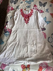 Embroidered White Kurta