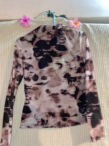 Abstract Print Sheer Top