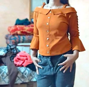 Off-Shoulder Brown Top