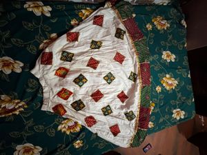 White Cotton Skirt with Diamond Print