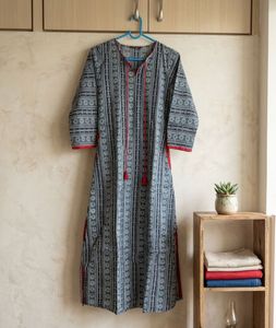 Elegant Printed Kurta with Tassels