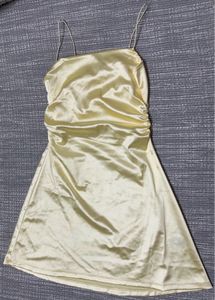 Satin Slip Dress - Light Yellow, size-Xs