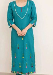 Teal Embroidered Kurta