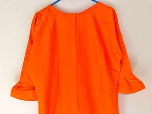 Orange Printed Kurti