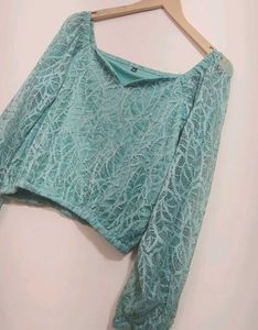 Sea Green Lace Work Co-Ords Set 36 Bust