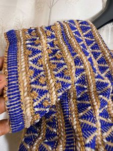 Beautiful Blue Saree With Stiched Blouse
