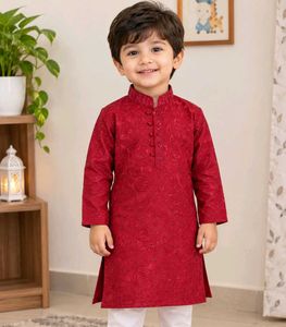 Red Embroidered Kurta