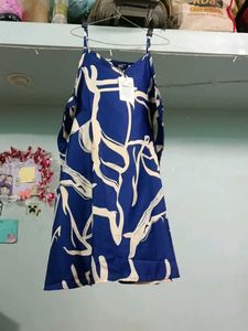 Blue Abstract Print Mini Dress