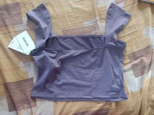 Purple Square Neck Crop Top (size XL)