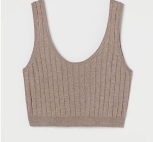 H&amp;M Rib Knit beige Crop Top