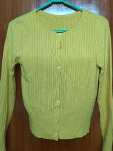 Yellow Cable Knit Cardigan