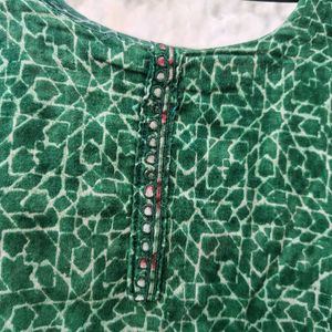 Green Printed Kurta