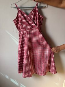 Chic Polka Dot Midi Dress with back tie