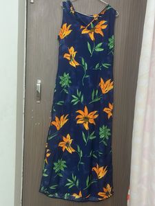 branded Navy Blue Floral Maxi Dress for M &amp;L