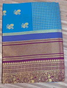 Stunning Blue &amp; Gold Silk Saree