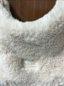 Cream Fuzzy Hobo Bag