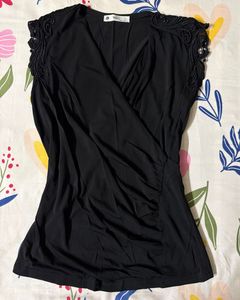 Chic Draped Wrap Top V neckline
