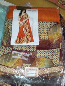 Purple Floral Saree with Gold Border