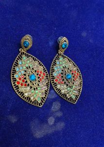 Boho Dangle Earrings with Colorful Stones